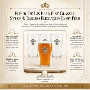 Arthur Court Fleur De Lis Fleur de Lis Beer Pint Glasses - Set of 4