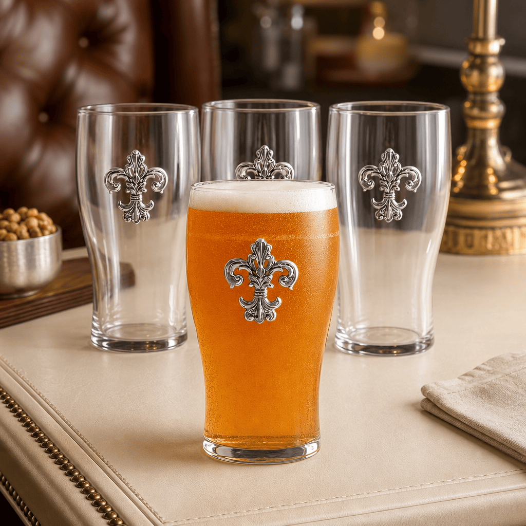 Arthur Court Fleur De Lis Fleur de Lis Beer Pint Glasses - Set of 4