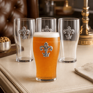 Arthur Court Fleur De Lis Fleur de Lis Beer Pint Glasses - Set of 4