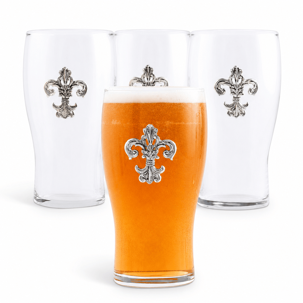 Arthur Court Fleur De Lis Fleur de Lis Beer Pint Glasses - Set of 4