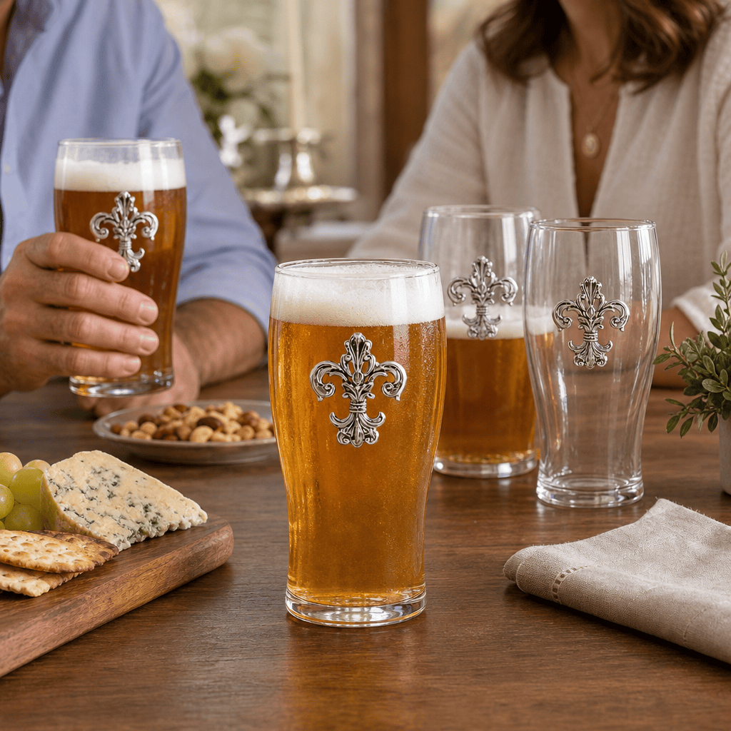 Arthur Court Fleur De Lis Fleur de Lis Beer Pint Glasses - Set of 4