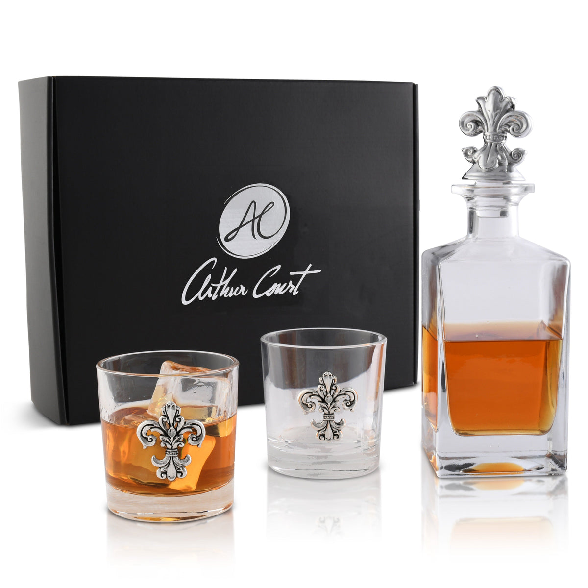Arthur Court Fleur De Lis Fleur-de-lis Decanter Set with Glasses