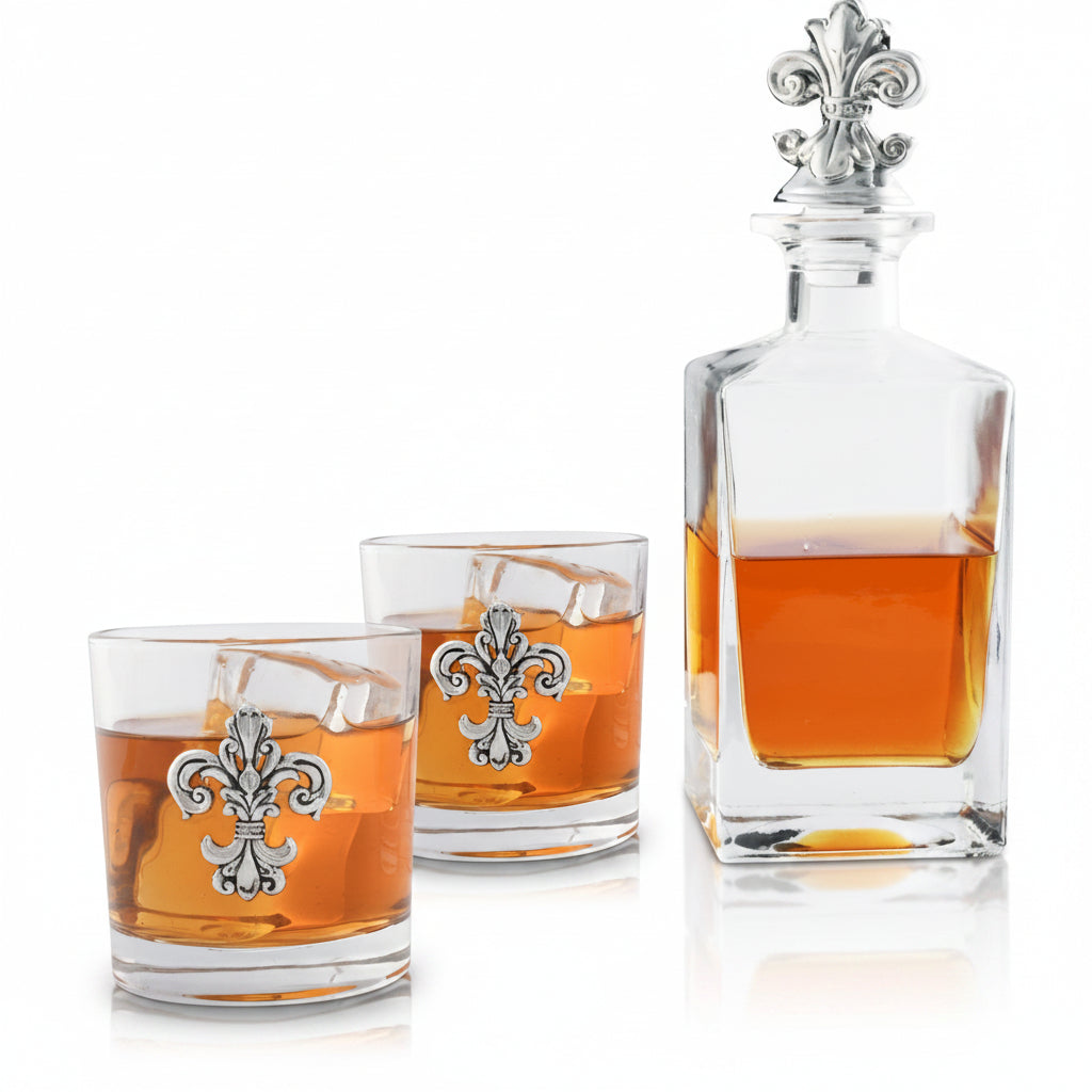 Arthur Court Fleur De Lis Fleur-de-lis Decanter Set with Glasses
