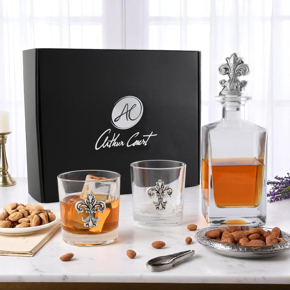 Arthur Court Fleur De Lis Fleur-de-lis Decanter Set with Glasses