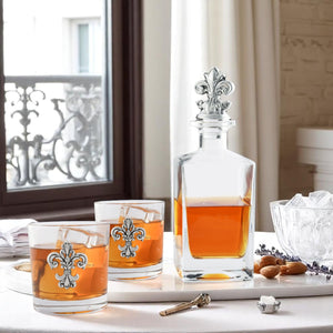 Arthur Court Fleur De Lis Fleur-de-lis Decanter Set with Glasses