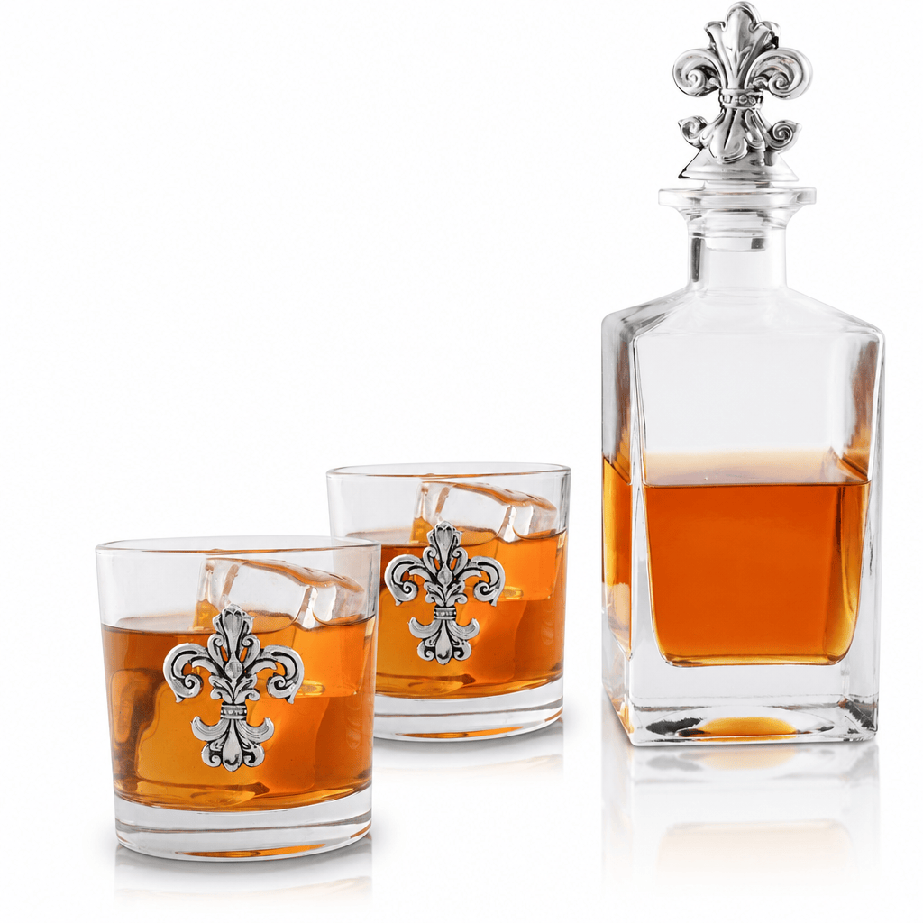 Arthur Court Fleur De Lis Fleur-de-lis Decanter Set with Glasses