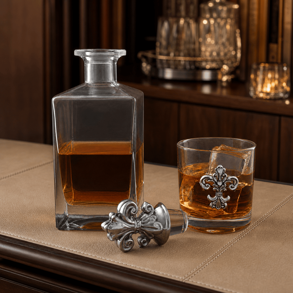 Arthur Court Fleur De Lis Fleur-de-lis Decanter Set with Glasses