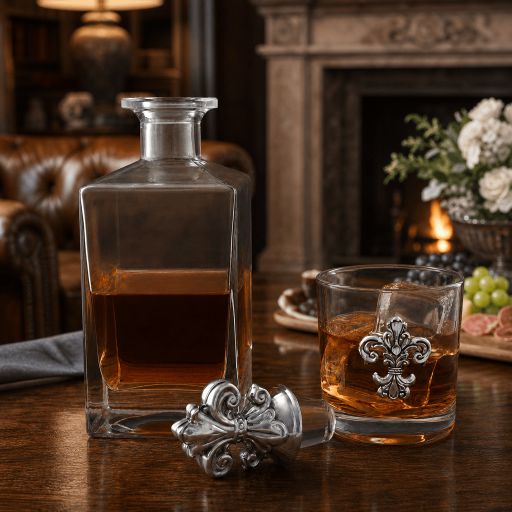 Arthur Court Fleur De Lis Fleur-de-lis Decanter Set with Glasses
