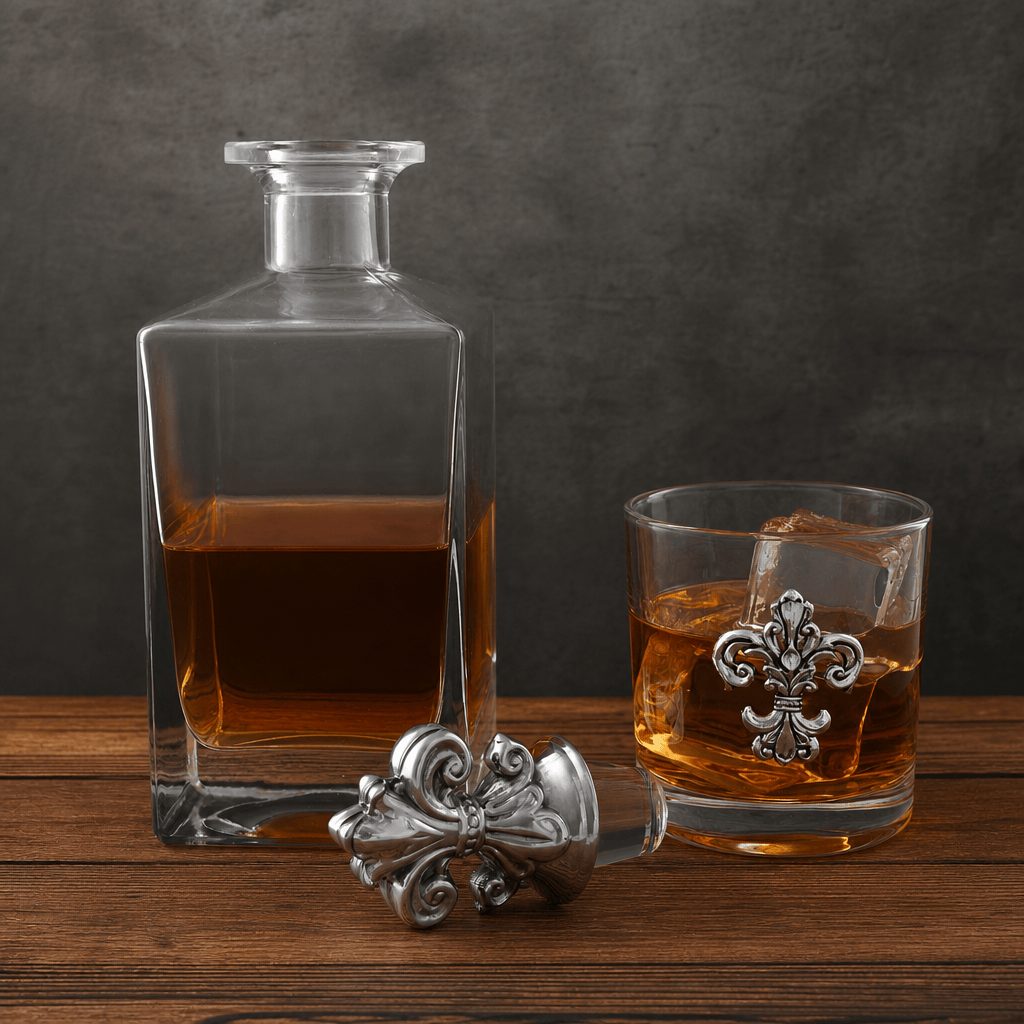 Arthur Court Fleur De Lis Fleur-de-lis Decanter Set with Glasses
