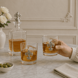 Arthur Court Fleur De Lis Fleur-de-lis Decanter Set with Glasses