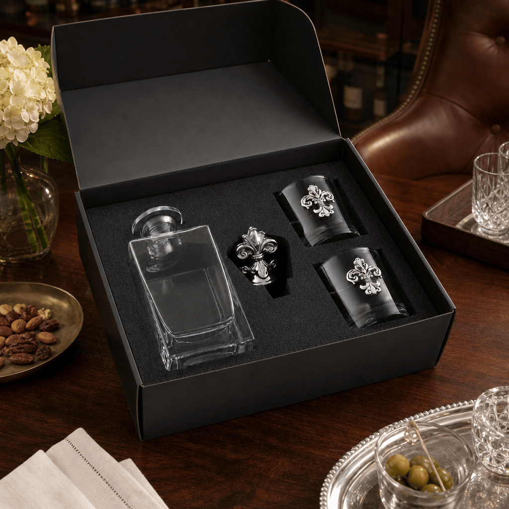 Arthur Court Fleur De Lis Fleur-de-lis Decanter Set with Glasses