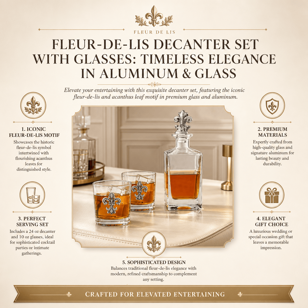 Arthur Court Fleur De Lis Fleur-de-lis Decanter Set with Glasses