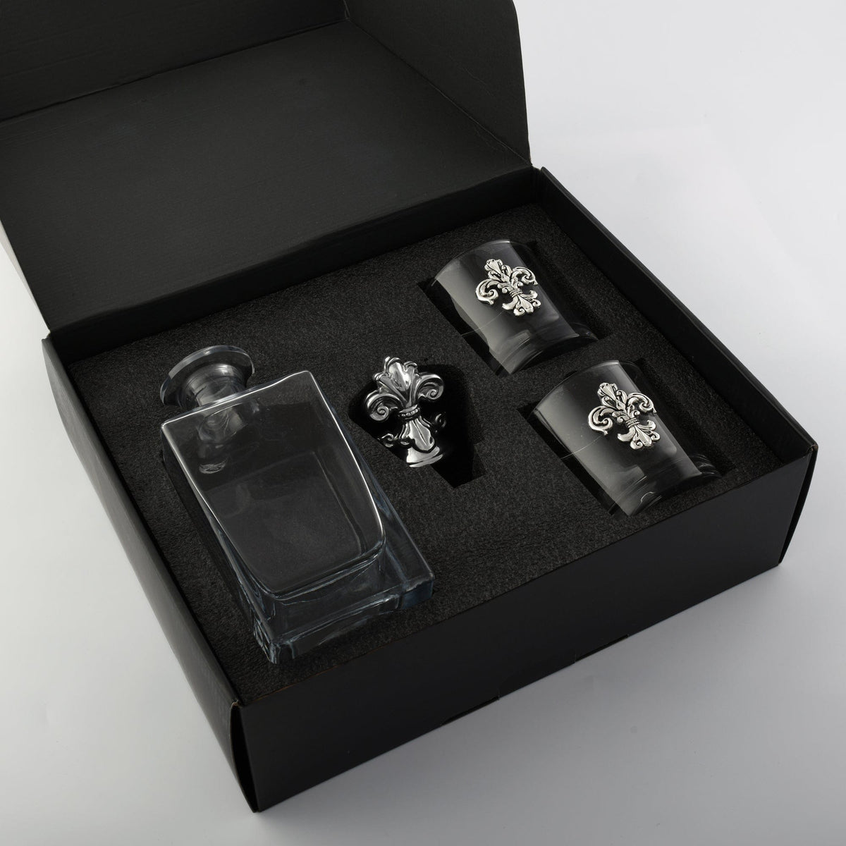 Arthur Court Fleur-de-lis Decanter Set with Glasses - Arthur