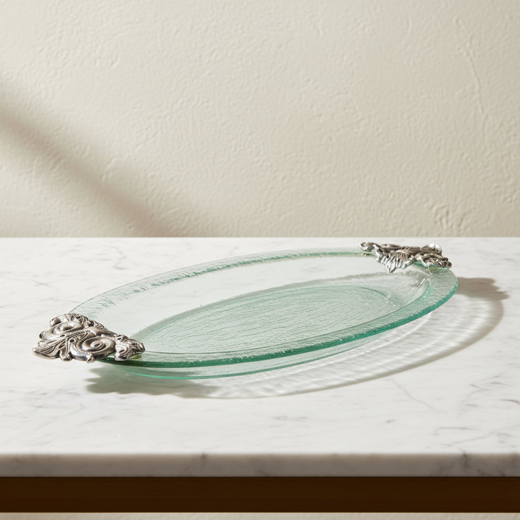 Arthur Court Fleur De Lis Fleur-De-Lis Glass Platter