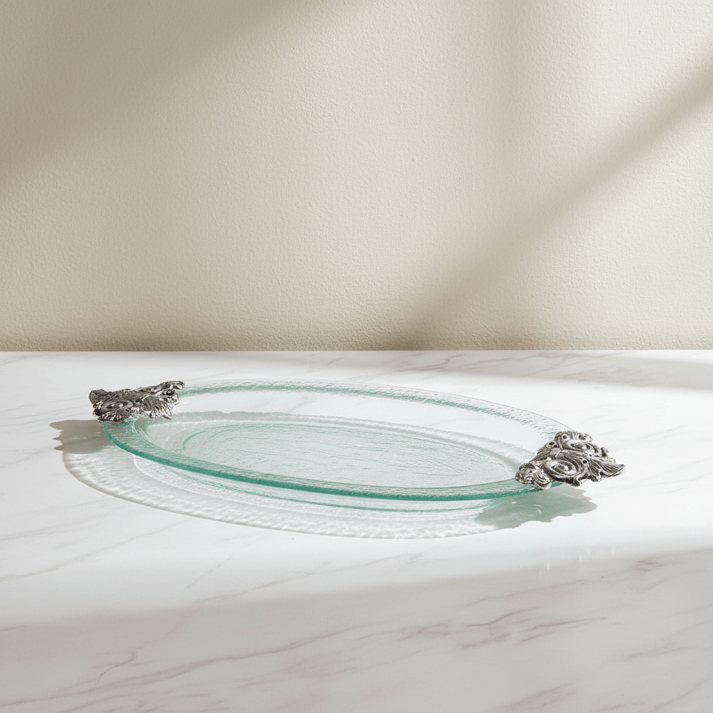 Arthur Court Fleur De Lis Fleur-De-Lis Glass Platter