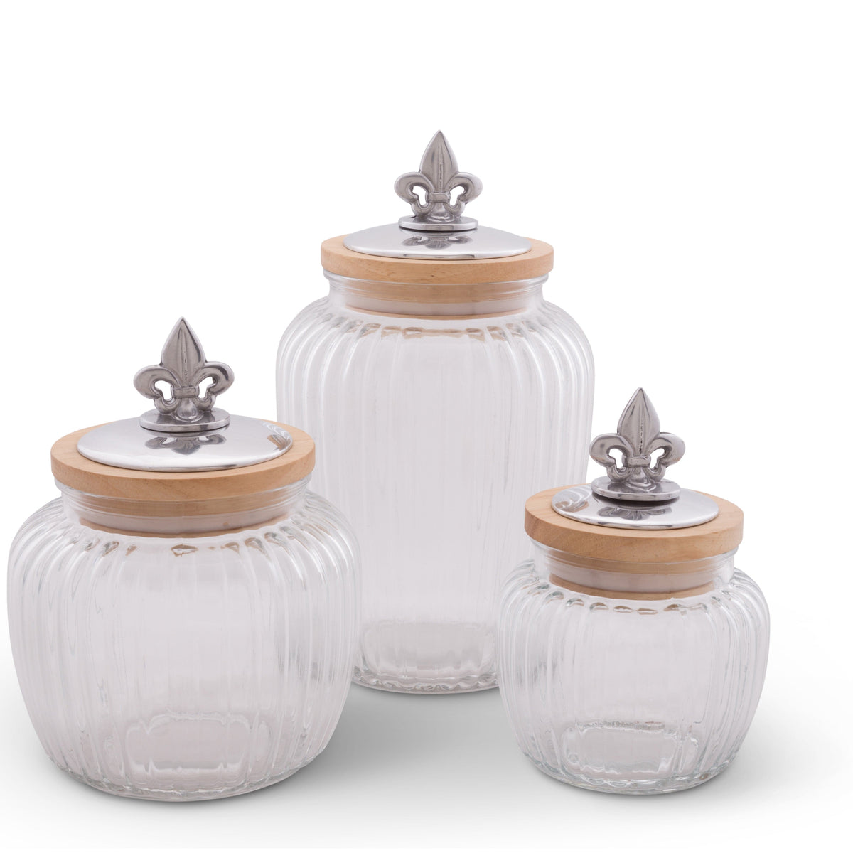 Arthur Court Fleur De Lis Fleur De Lis Knob Glass Canisters