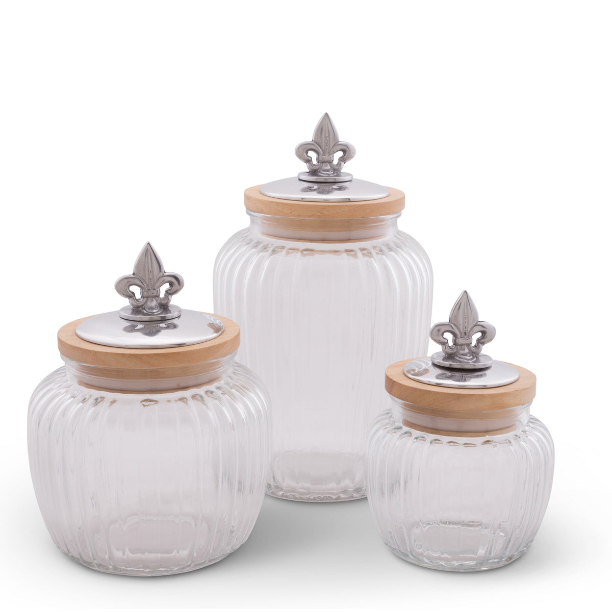 Arthur Court Fleur De Lis Fleur De Lis Knob Glass Canisters