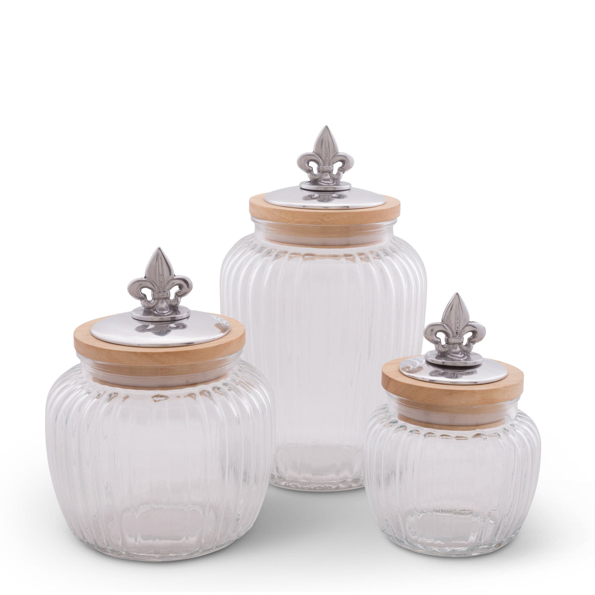 Arthur Court Fleur De Lis Fleur De Lis Knob Glass Canisters