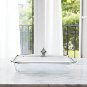 Arthur Court Fleur De Lis Fleur-de-Lis Lid with Pyrex 3 quart Baking Dish