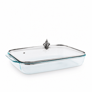 Arthur Court Fleur De Lis Fleur-de-Lis Lid with Pyrex 3 quart Baking Dish