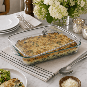 Arthur Court Fleur De Lis Fleur-de-Lis Lid with Pyrex 3 quart Baking Dish