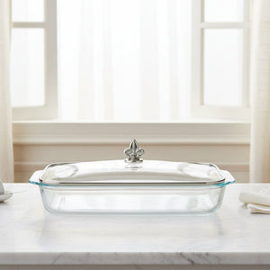 Arthur Court Fleur De Lis Fleur-de-Lis Lid with Pyrex 3 quart Baking Dish