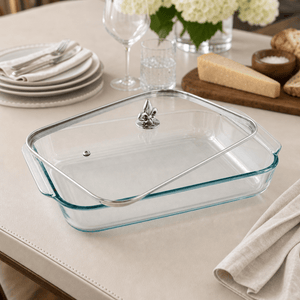 Arthur Court Fleur De Lis Fleur-de-Lis Lid with Pyrex 3 quart Baking Dish