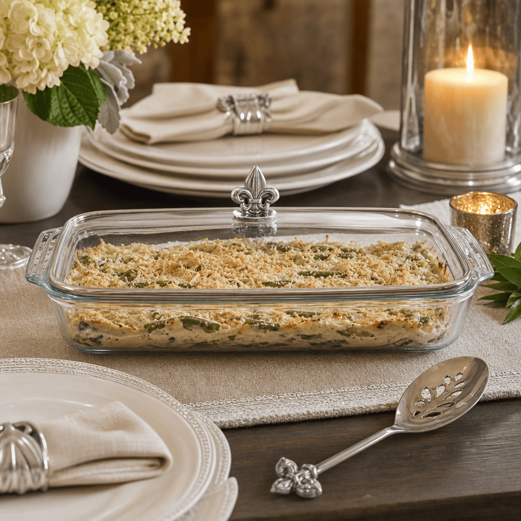 Arthur Court Fleur De Lis Fleur-de-Lis Lid with Pyrex 3 quart Baking Dish