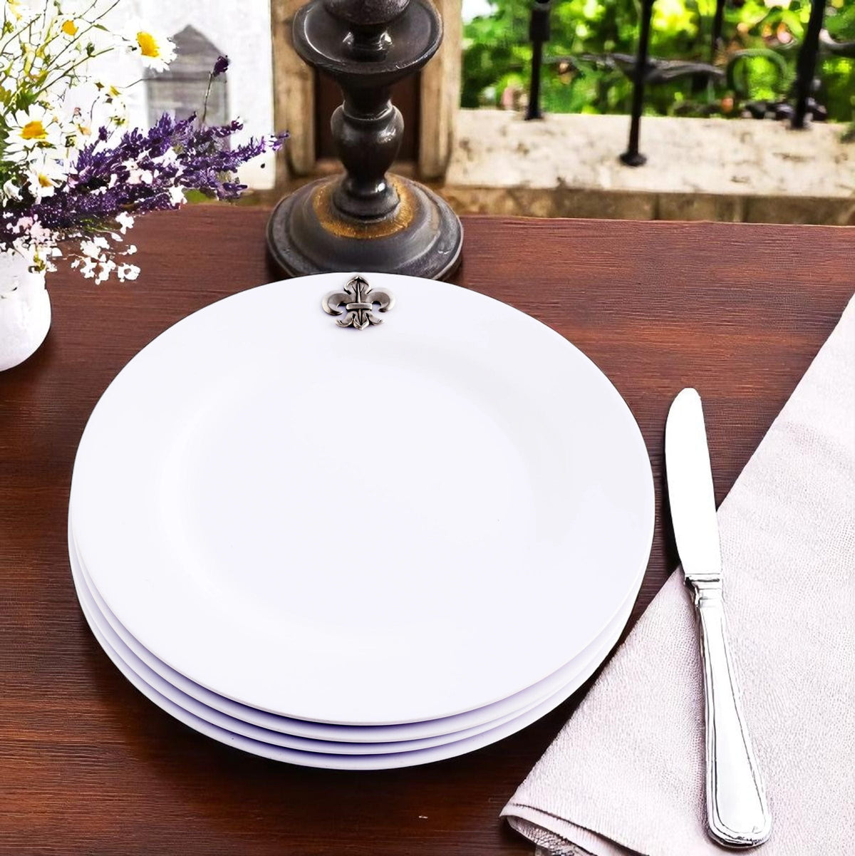 Arthur Court Fleur De Lis Fleur de lis Melamine Lunch Plates - Set of 4