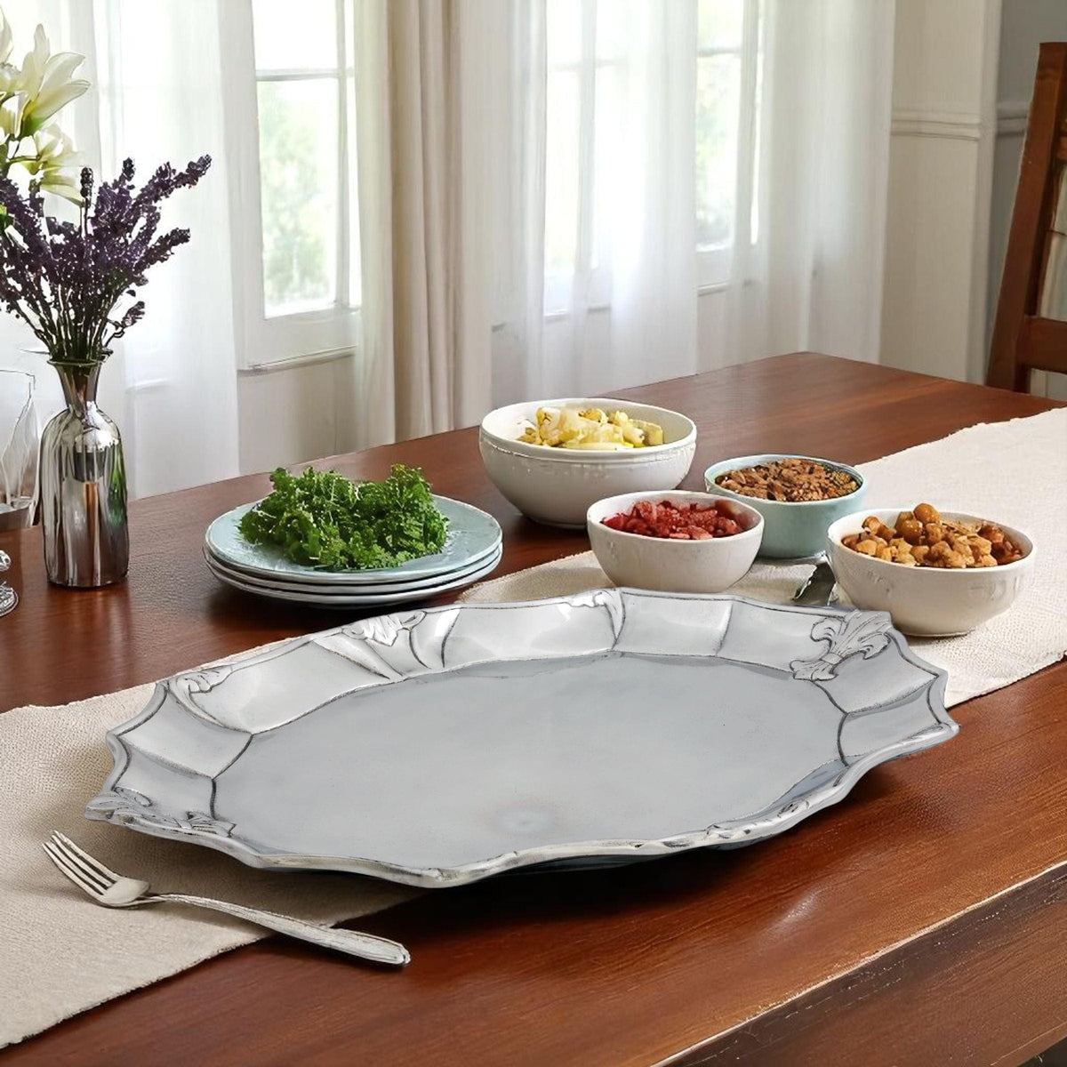 Arthur Court Fleur De Lis Fleur-De-Lis Oval Platter
