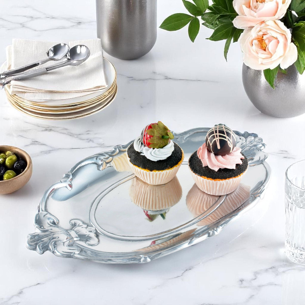 Arthur Court Fleur De Lis Fleur-De-Lis Oval Tray