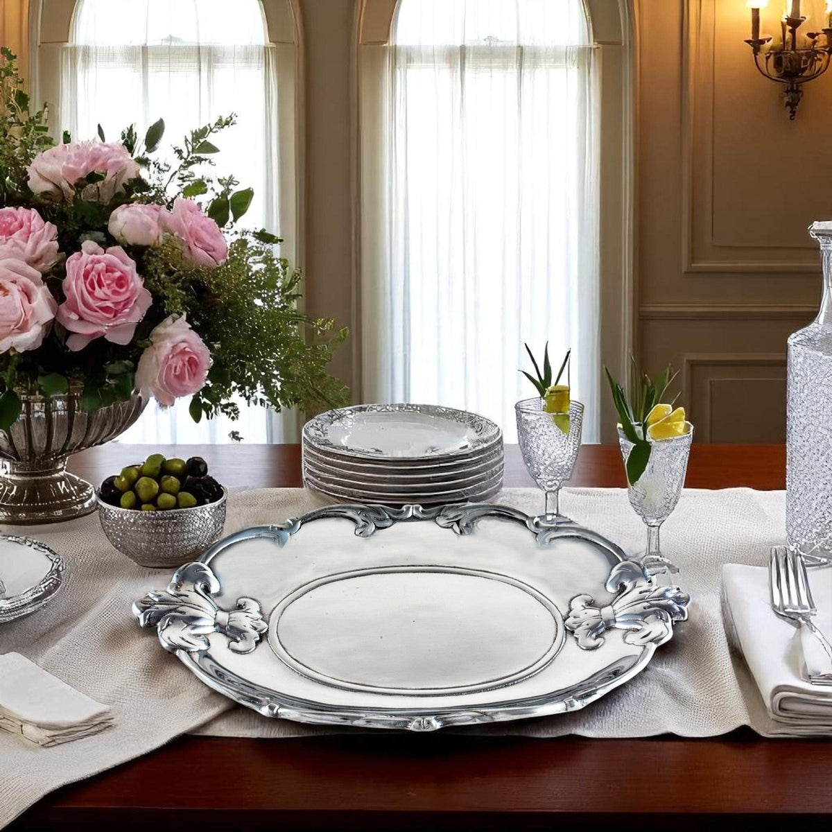 Arthur Court Fleur De Lis Fleur-De-Lis Oval Tray