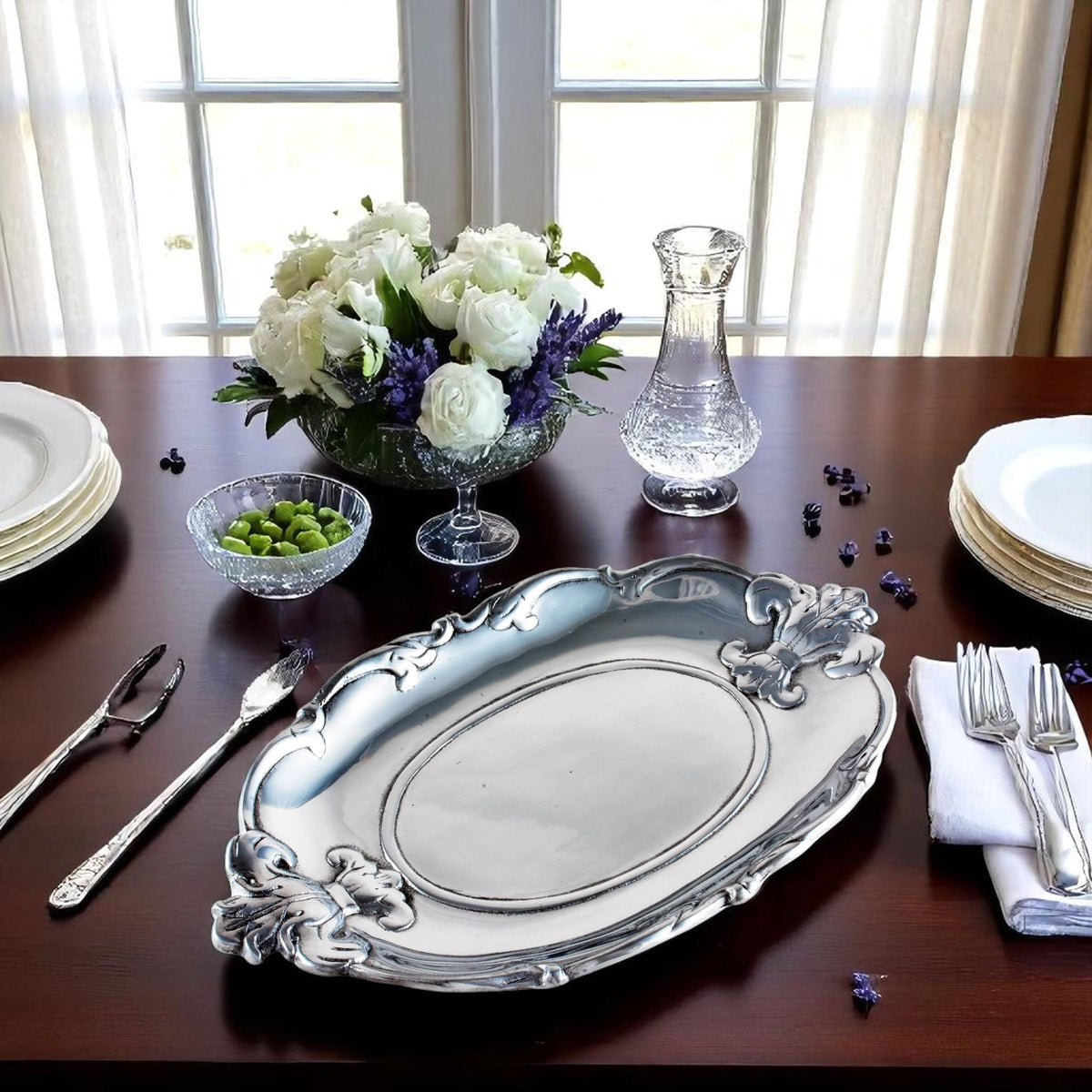 Arthur Court Fleur De Lis Fleur-De-Lis Oval Tray