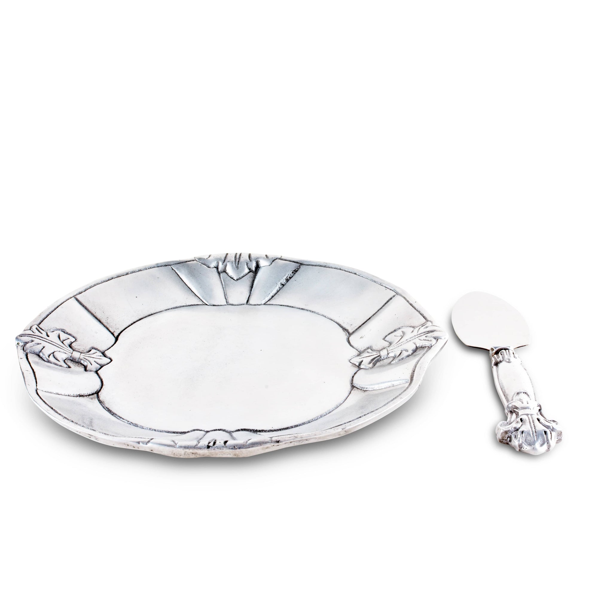 Arthur Court Set Da Portata 2 Pezzi Fleur-De-Lis - Posate In Alluminio Lucido Con Manico A Giglio - Lunghezza 27,9 Cm
