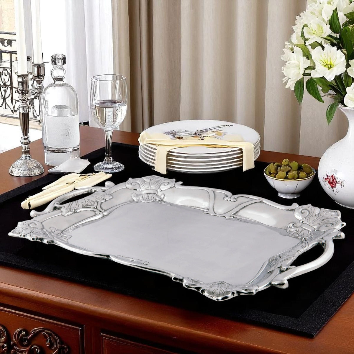 Arthur Court Fleur De Lis Fleur-De-Lis Rectangle Tray