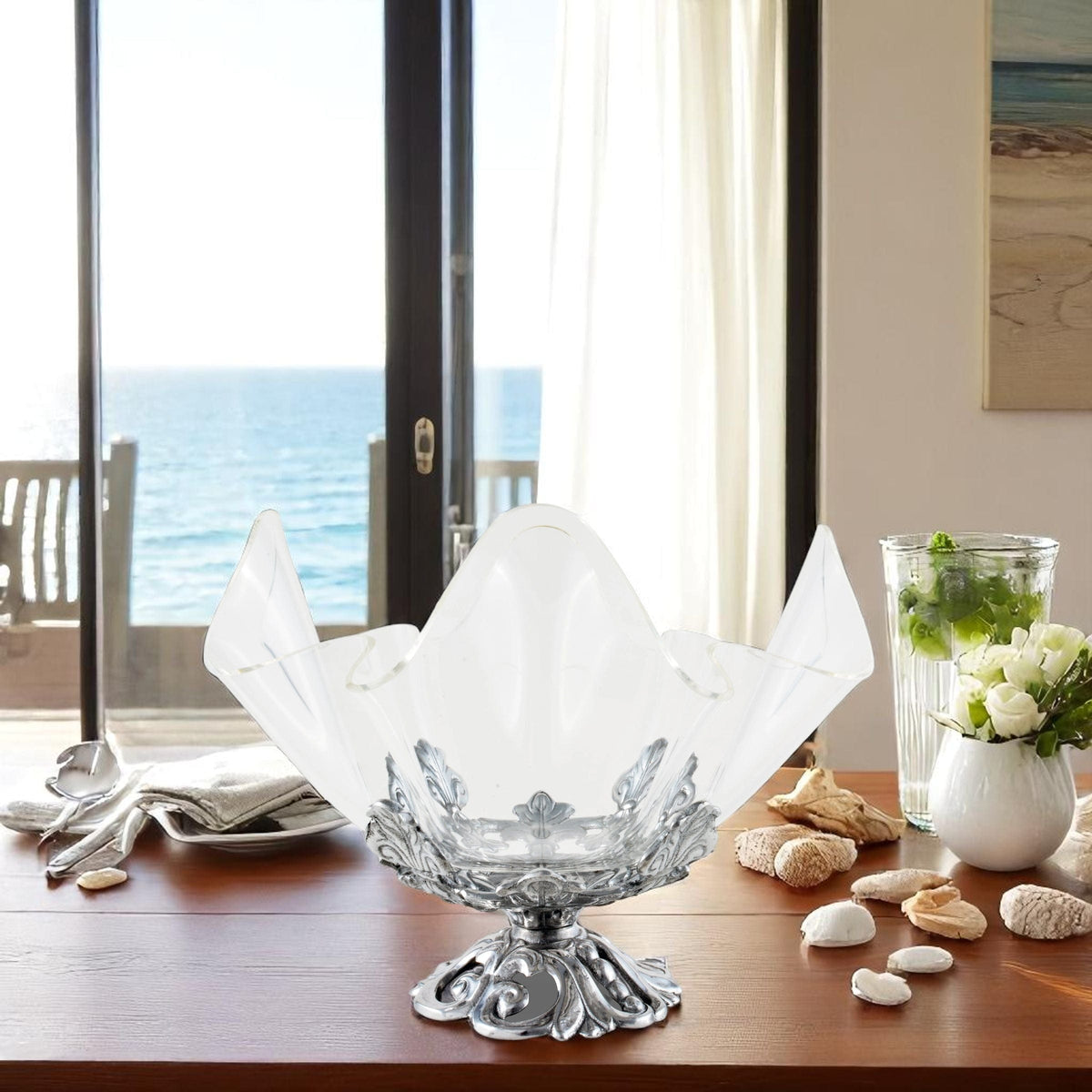 Arthur Court Fleur De Lis Fleur-De-Lis Stand Acrylic Bowl 11