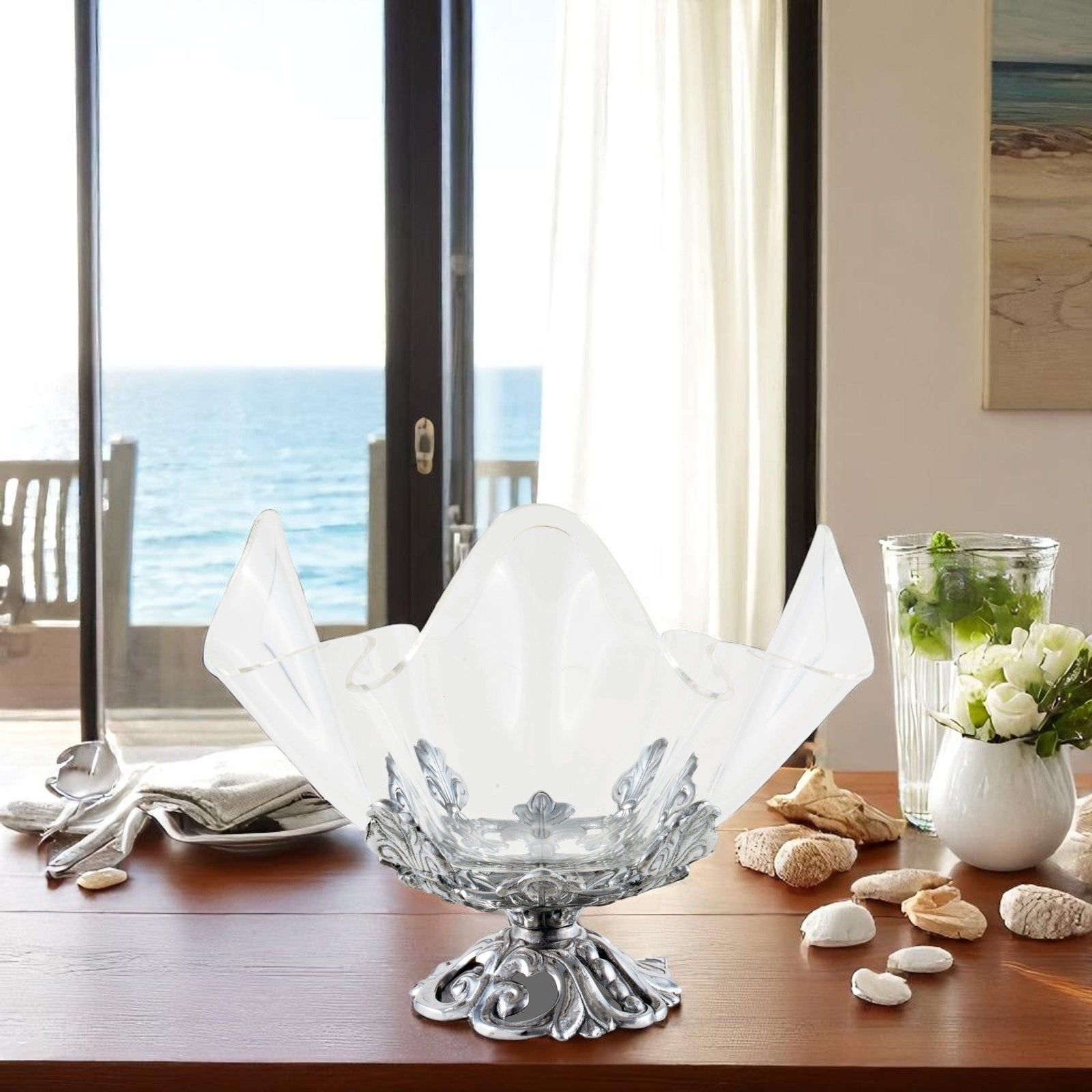 Arthur Court Fleur De Lis Fleur-De-Lis Stand Acrylic Bowl 11