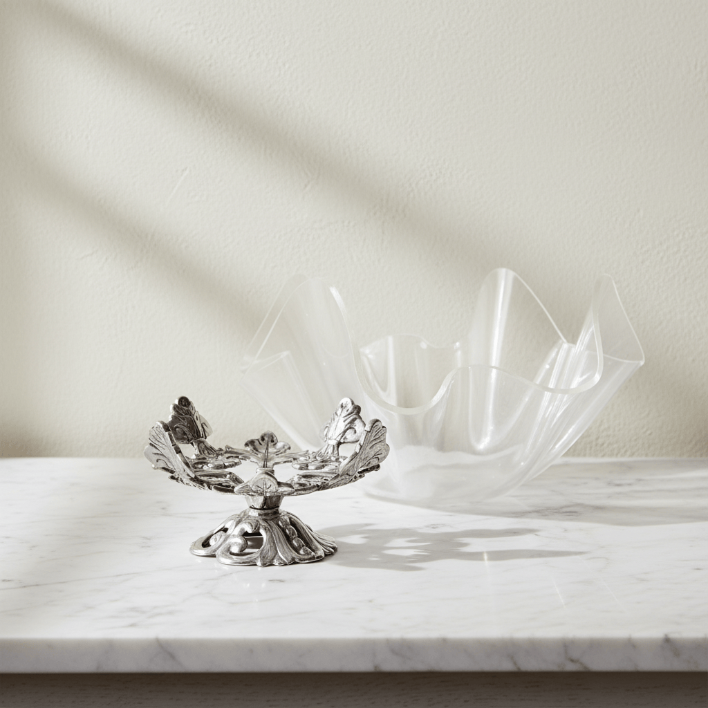 Arthur Court Fleur De Lis Fleur-De-Lis Stand Acrylic Bowl 14