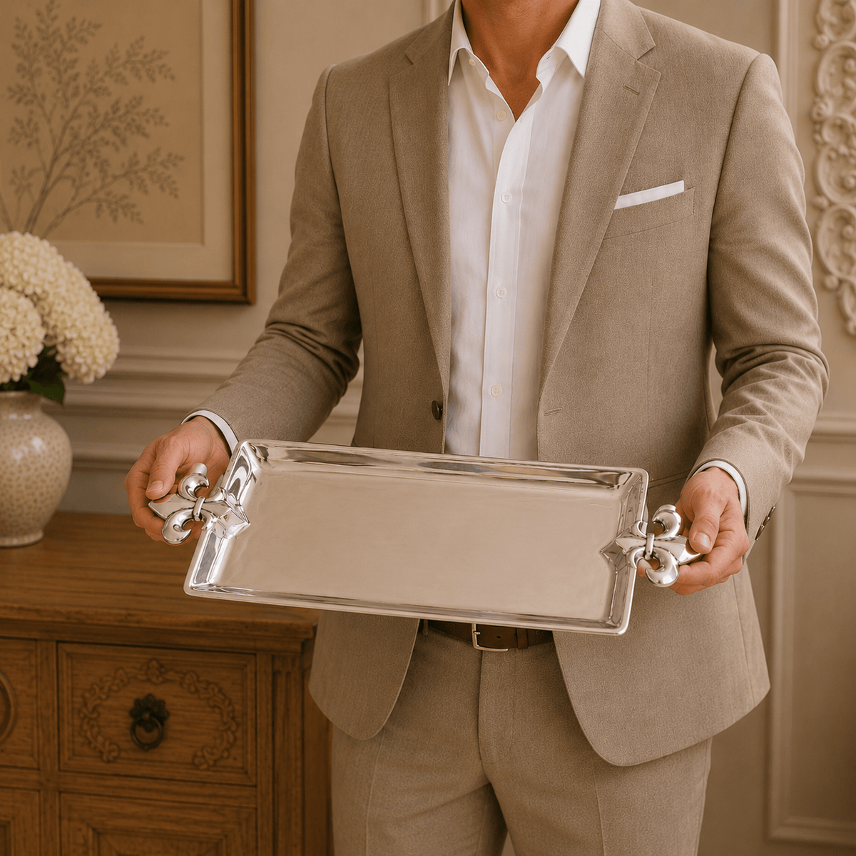 Arthur Court Fleur De Lis French Lily Oblong Tray