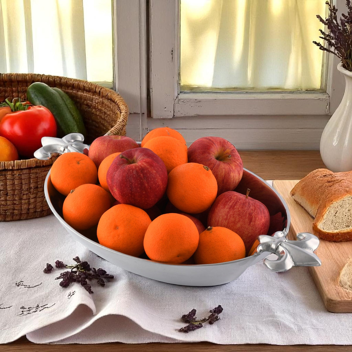 Arthur Court Fleur De Lis French Lily Oval Bowl