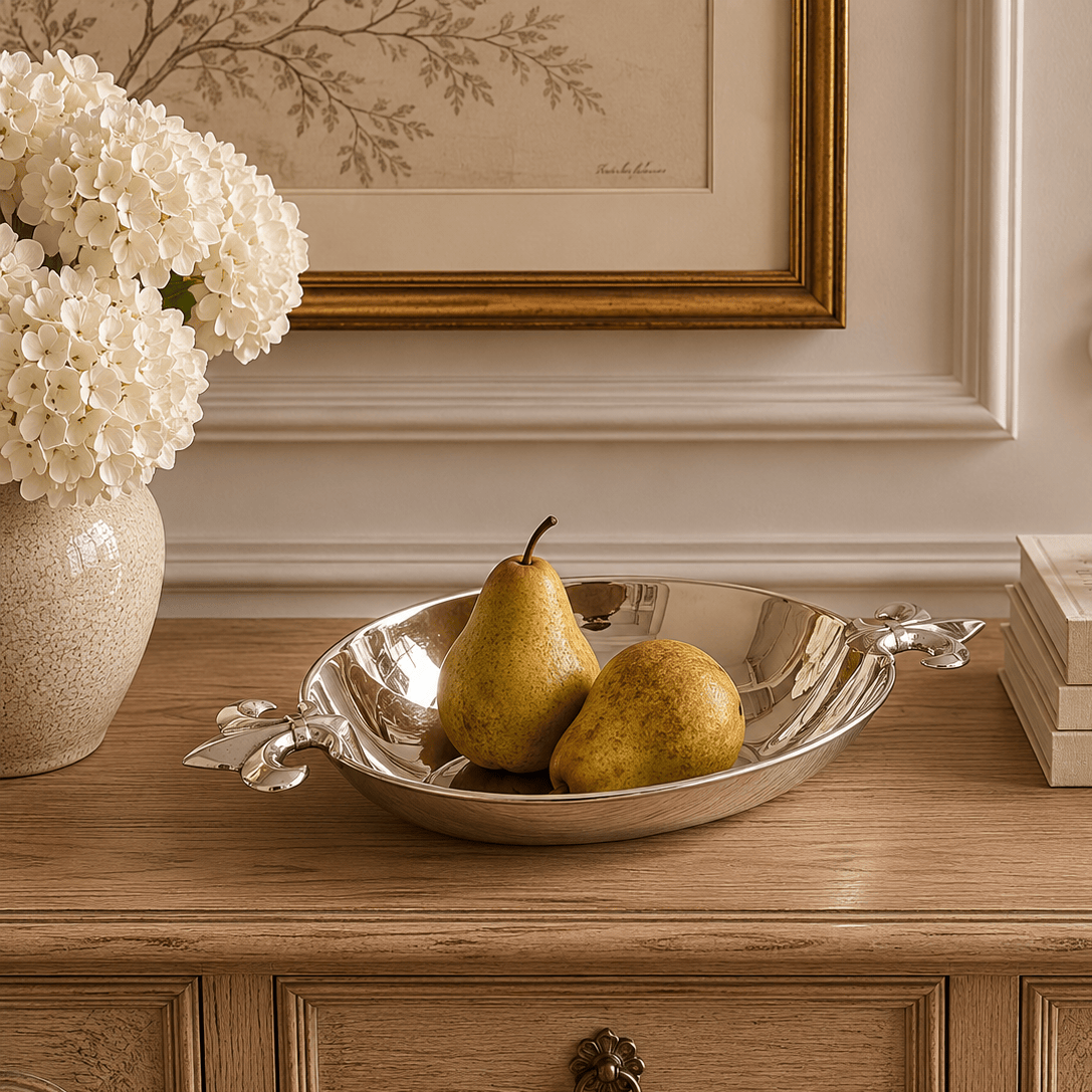 Arthur Court Fleur De Lis French Lily Oval Bowl