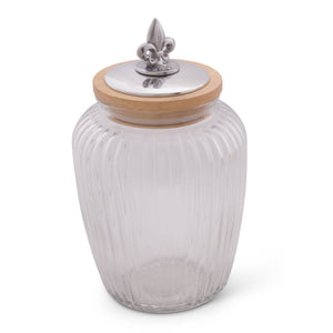 Arthur Court Fleur De Lis Large  60 oz Fleur De Lis Knob Glass Canisters