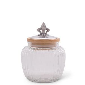 Arthur Court Fleur De Lis Med 40 oz Fleur De Lis Knob Glass Canisters
