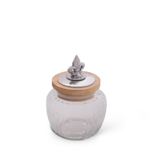 Arthur Court Fleur De Lis Small 20 oz Fleur De Lis Knob Glass Canisters