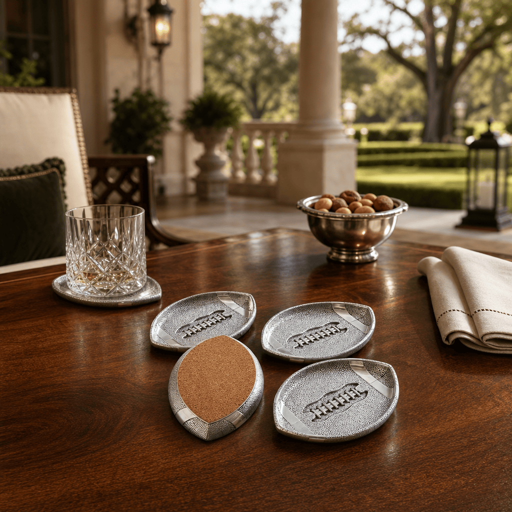 Arthur Court Football Football Coasters - Set of 4