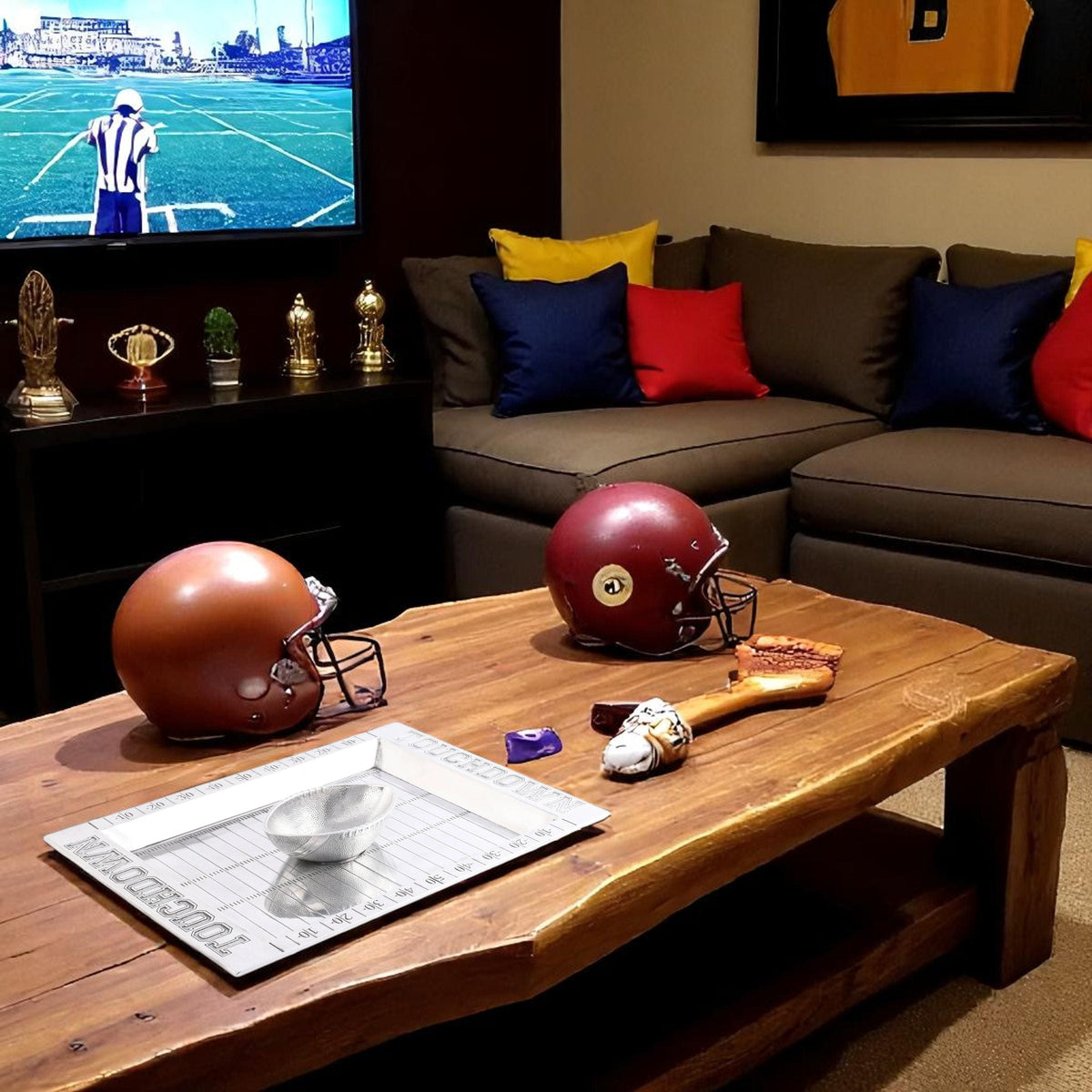 Arthur Court Football Football Field Chip and Dip Tray and Bowl