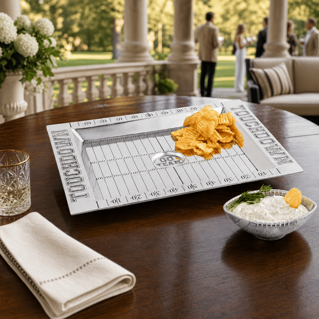 Arthur Court Football Football Field Chip and Dip Tray and Bowl