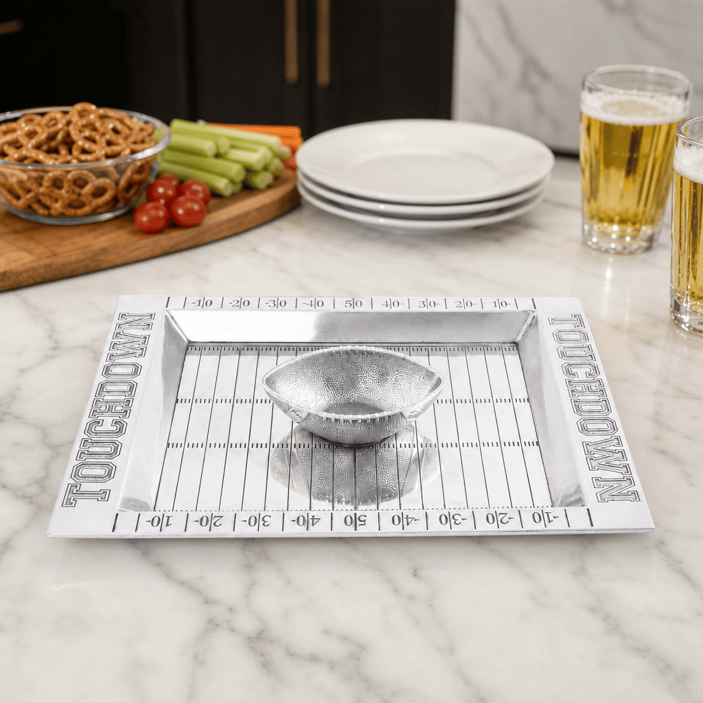 Arthur Court Football Football Field Chip and Dip Tray and Bowl