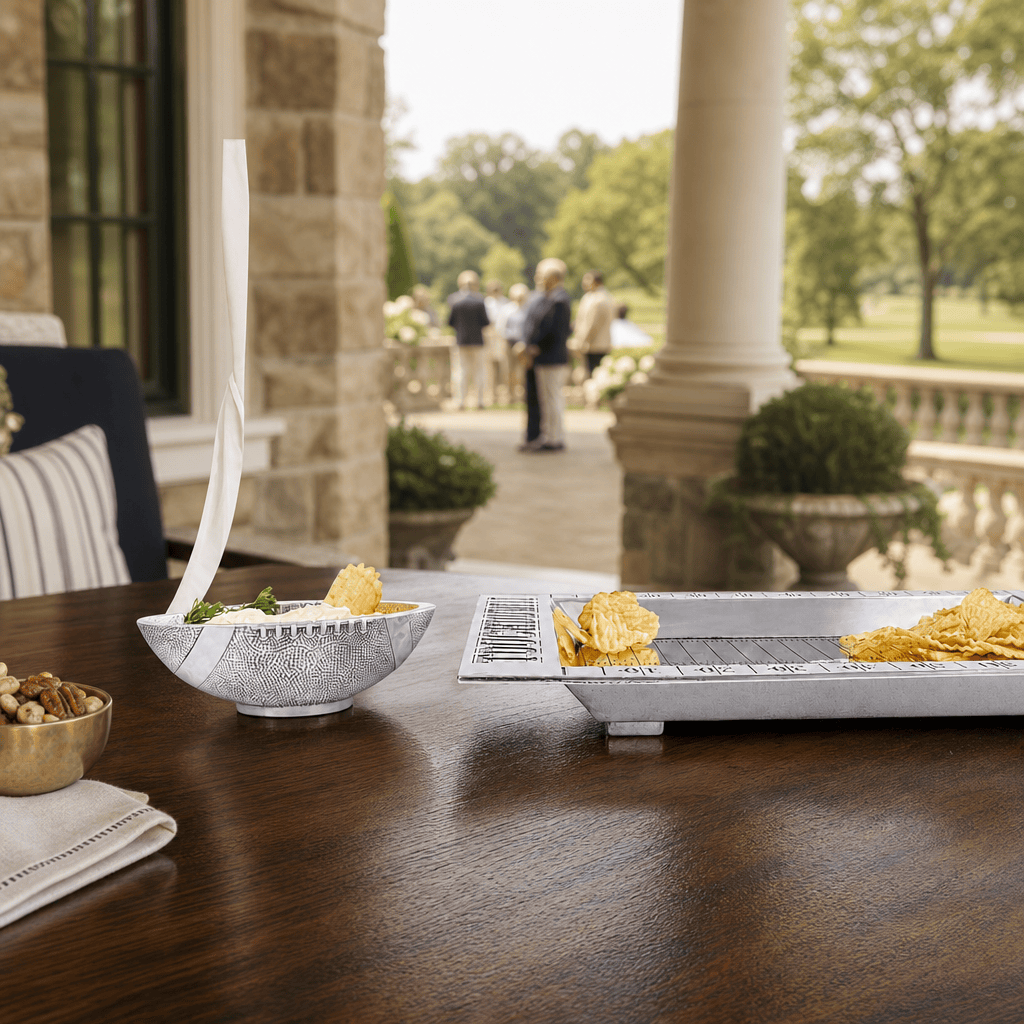 Arthur Court Football Football Field Chip and Dip Tray and Bowl