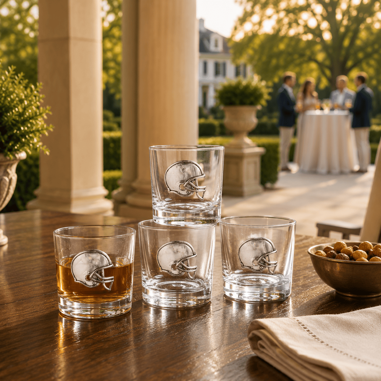 Arthur Court Football Football Helmet Bar Glasses Set of 4